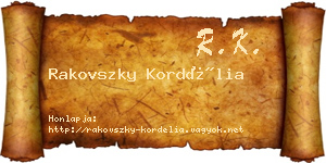 Rakovszky Kordélia névjegykártya